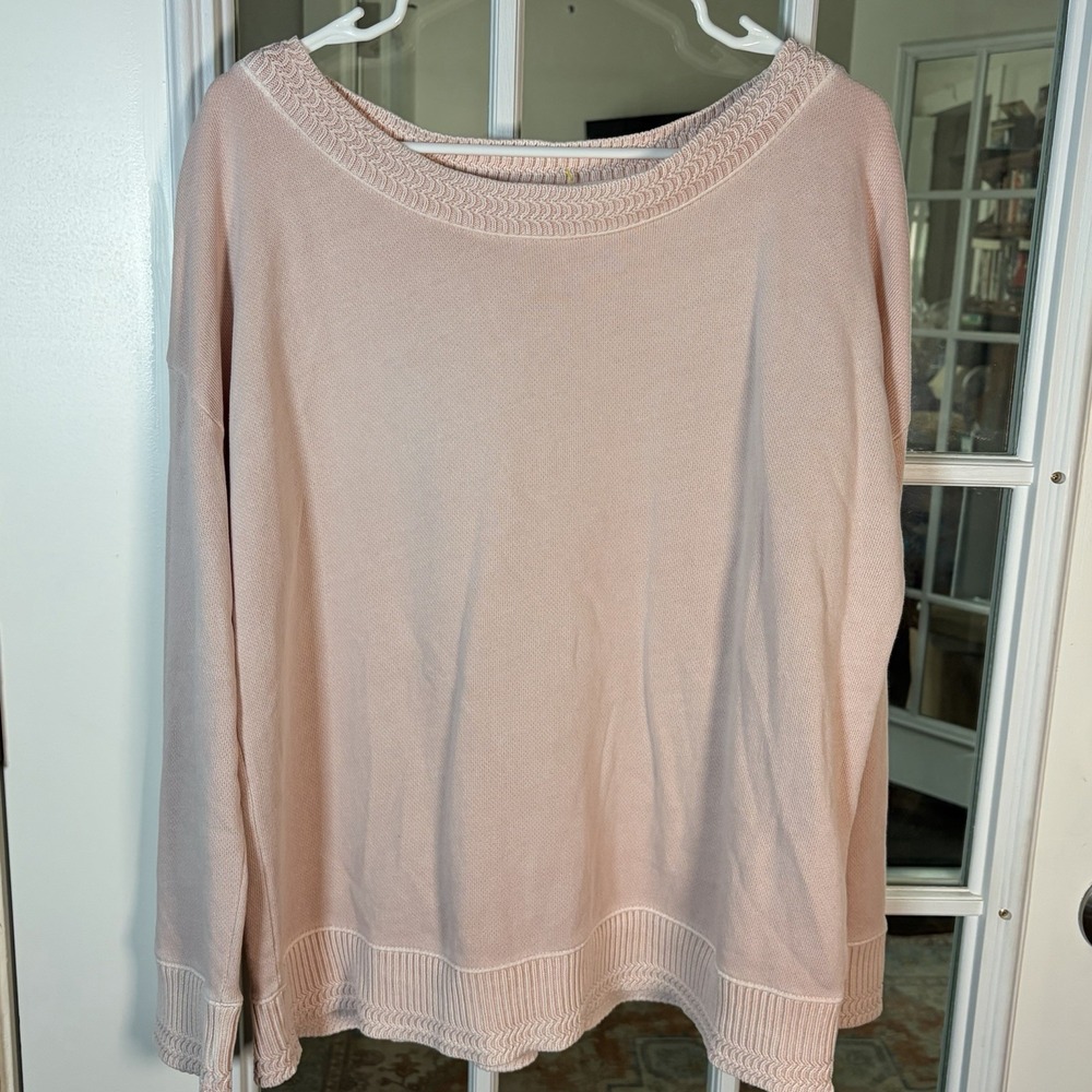 J. Jill Pink Cotton Sweater-Sweatshirt Medium Oversized Boxy Coastal Grandma